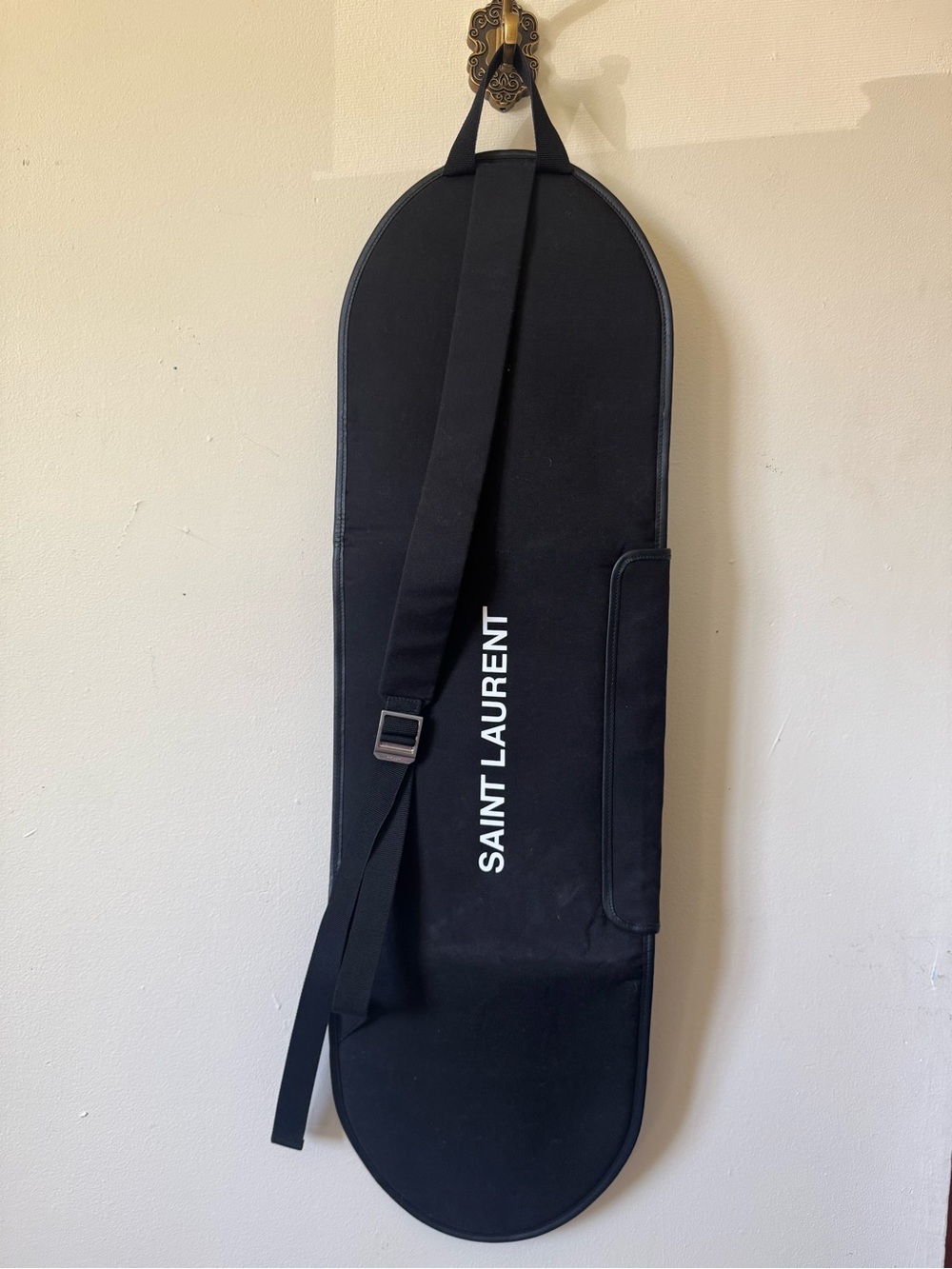 Saint Laurent Black Skateboard Travel Sleeve Case with Shoulder Strap